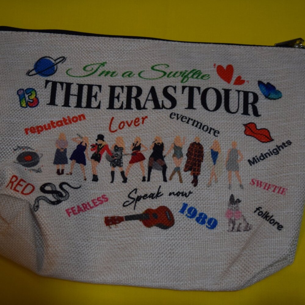 Taylor Inspired Era Tour Makeup Bag, Swiftie Accessory Pouch w T-bottom, Era Tou